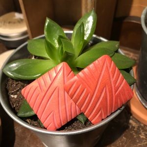 Vintage | Wooden Carved Coral Statement Earrings